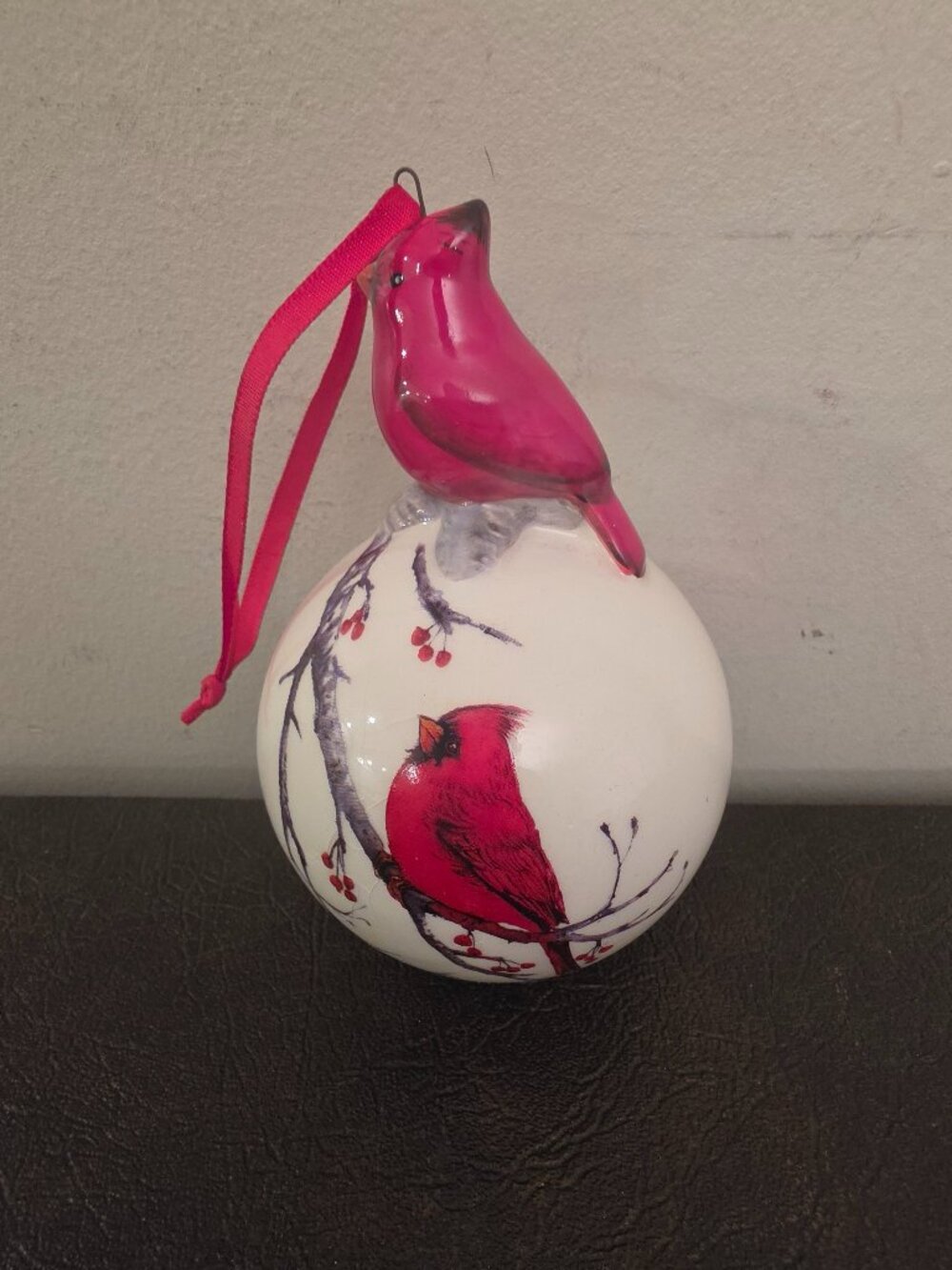 VTG. Red Cardinal Ceramic Ball Collectible